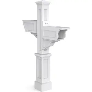 Signature Plus Mailbox Post with Newspaper Slot and Planter – Weather-Resistant, Durable Classic Design – Easy-to-Install Outdoor Mailbox Post