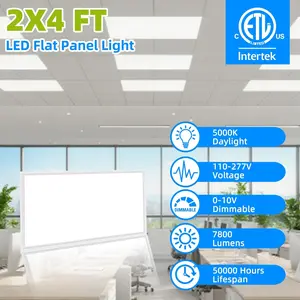 2x4FT LED Flat Panel Lights 0-10V Dimmable 24x48 Inch 55W 5000K 100-277Vac ETL Listed Ultra-Thin Recessed Ceiling Light Down Lights on a Ceiling Dust-Proof Mosquito-Proof Highly Sealed Design Lighting