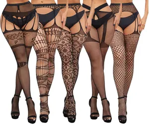 5PCS-Womens High Waisted Cut Out Fishnet Tights High Stretchy Open Stitch Mesh Stockings Geometric Pantyhose for Music Festival Costume Party and Perfect Birthday Gift