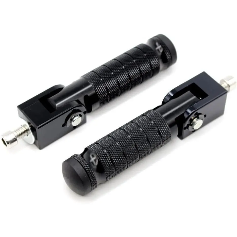 90-Degree Folding Universal Motorcycle Bicycle Passenger Foot Pegs - Cycling Knurled Grip Footrests with M8 Bolts Fit Most Models, M8 Thread, Racing Look for Electric Motorbikes, Foldable