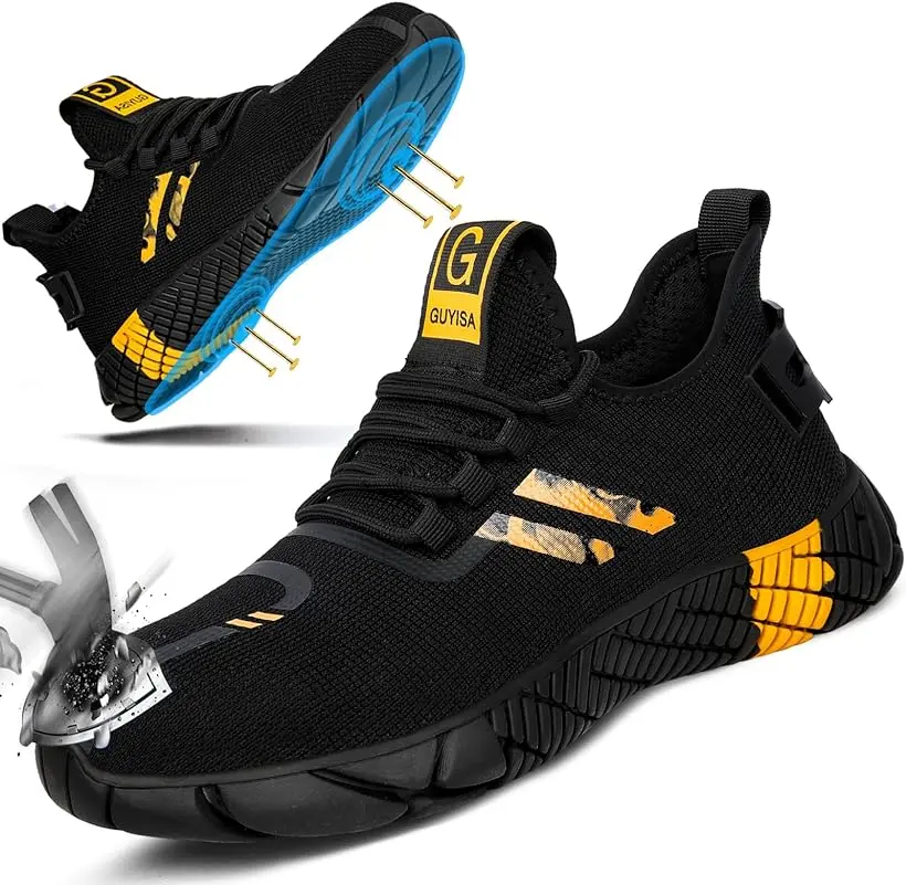 Composite & Steel Toe Work Shoes for Men & Women Lightweight Safety Sneakers Slip-Resistant for Roofing Durable Comfort