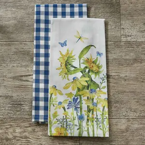 Gingham Blue & Sunshine Towel Set