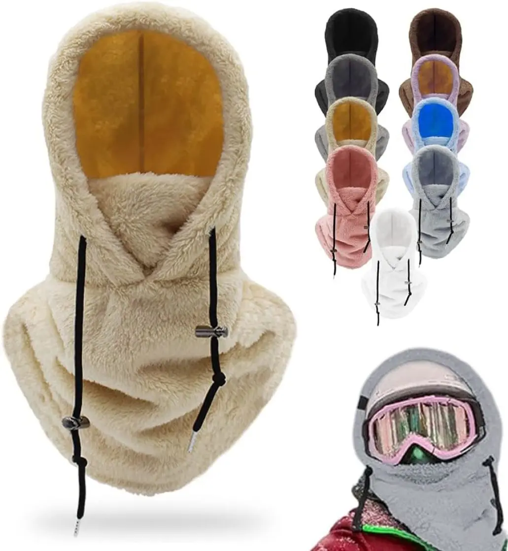 Women's Tactical Windproof Hooded Balaclava - 1-Size Fluorescent Arctic Fleece Full Face Hood, Adjustable Motorcycle Over-Helmet/Half Helmet Gear (Warmth, Arctic Fleece Keeps Cheeks Cozy, Suitable for Men), 12.99 X 21.25 Inches