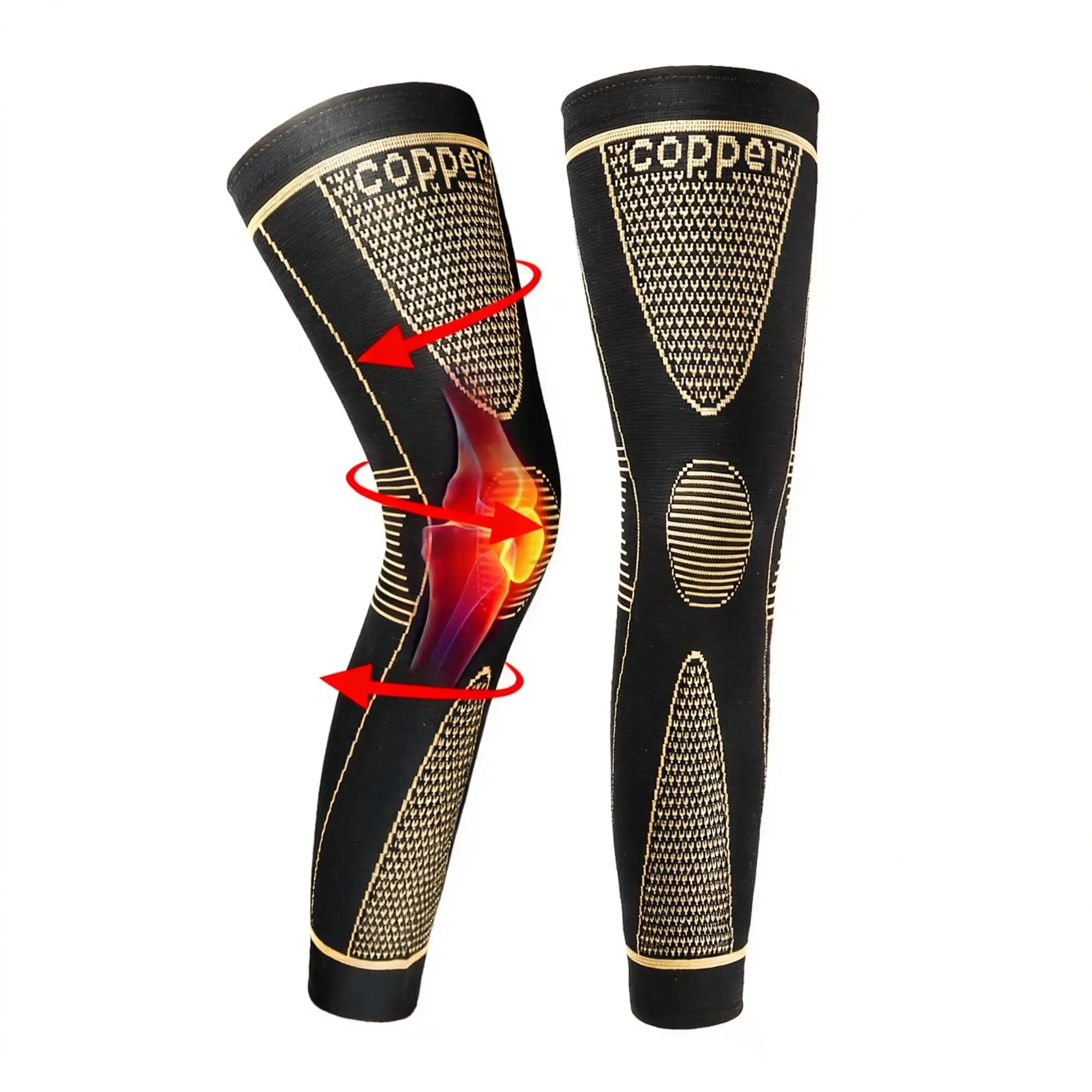 (1-Pair),2026 New Full Leg Compression Sleeve  Copper Knee Sleeves, Anti Slip Compression Stockings, Support for Thigh, Knee, Calf, Arthritis, 20-30mmHg Reduce Varicose Veins, Swelling for Men & Women  The Best Gift for Parents Sports protective gear