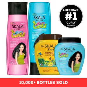 SKALA 3-Pack Expert Bundle Haircare Routine: Mais Cachos Maracuja Treatment Mask + Curly Hair Shampoo and Conditioner Moisturizer