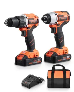 VEVOR Tool Combo Kit Max 20V Cordless 2-Tool Power Combo Kit with 2.0 Ah Batteries