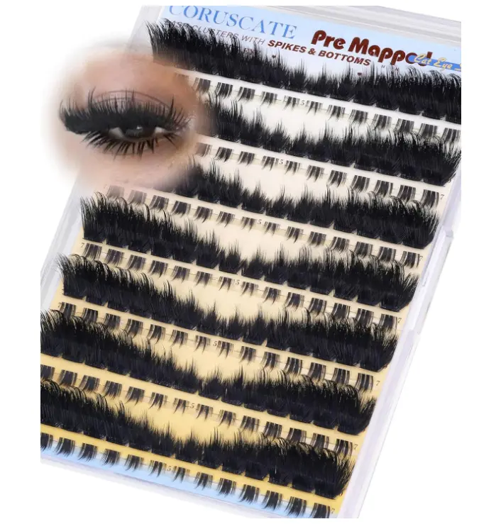 CORUSCATE Lash Clusters Dramatic Cluster Eyelash Extensions Spikes Lashes Cluster with Bottom Lashes Mink Strip Individual Lashes Mega Spikes Full Eyelash Clusters Pre Mapped Cat Eye Lash Extension
