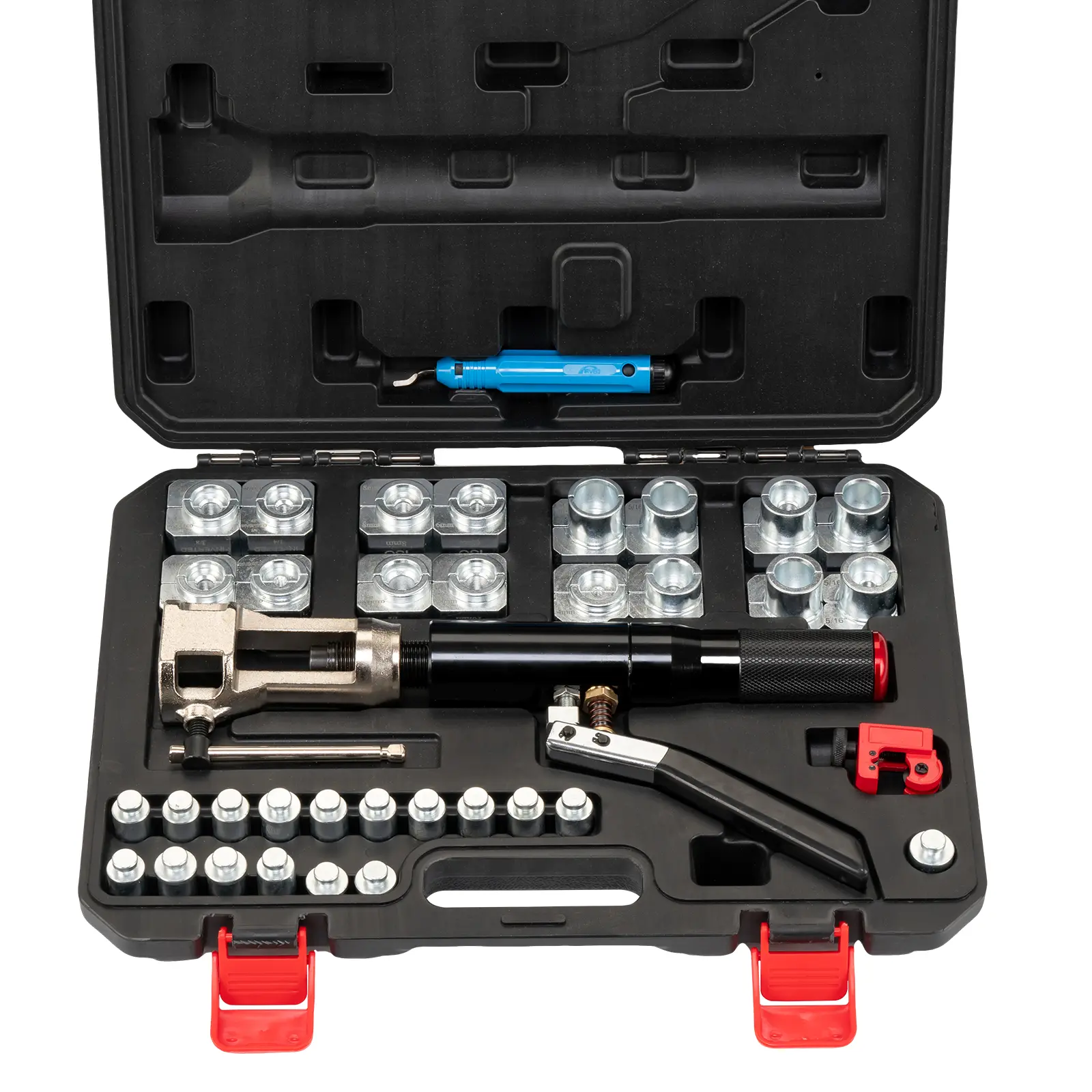 Garvee Upgraded Professional Hydraulic Brake Line Flaring Tool Kit, 45° Double Glow Set for 3/16"–1/2" Tubing – Includes 33PCS Dies, Tube Cutter, Deburrer – Automotive Brake Repair for Copper & Steel Lines