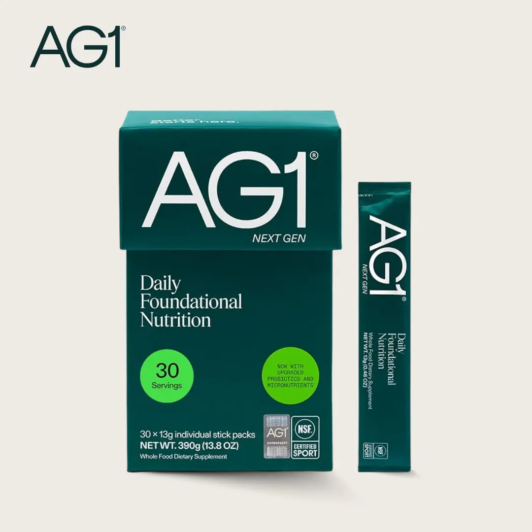 AG1 Next Gen, Greens Powder Supplement, Probiotic, Gluten Free, Vegan, Keto | 75 Vitamins | Improve Gut Health | (Athletic Greens) Travel Packs 30ct