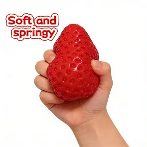 2-Pack adorable strawberry-shaped slow-rising squeeze ball; new strawberry squeeze toy; realistic strawberry-shaped stress relief ball—soft to the touch and effectively relieves stress; slow-rising stress relief toy with a moist, tactile texture.