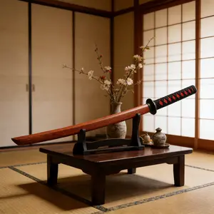Unsharpened Wooden Katana for Home Decor & Display Japanese Samurai Sword Collectible Authentic Detailing for Living Rooms Offices Themed Interiors