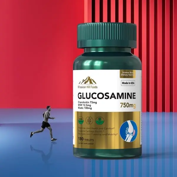 Glucosamine 750mg + Chondroitin & MSM with Mastic & Curcumin | Joint Support Supplement for Mobility & Comfort | Non-GMO, Gluten-Free | 180 Capsules