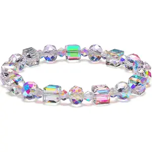Aurora Borealis Crystal Bracelet for Women - Sparkling Stretch Bracelet Gift for Best Friend, Mom, Wife, Birthday, Anniversary, Christmas