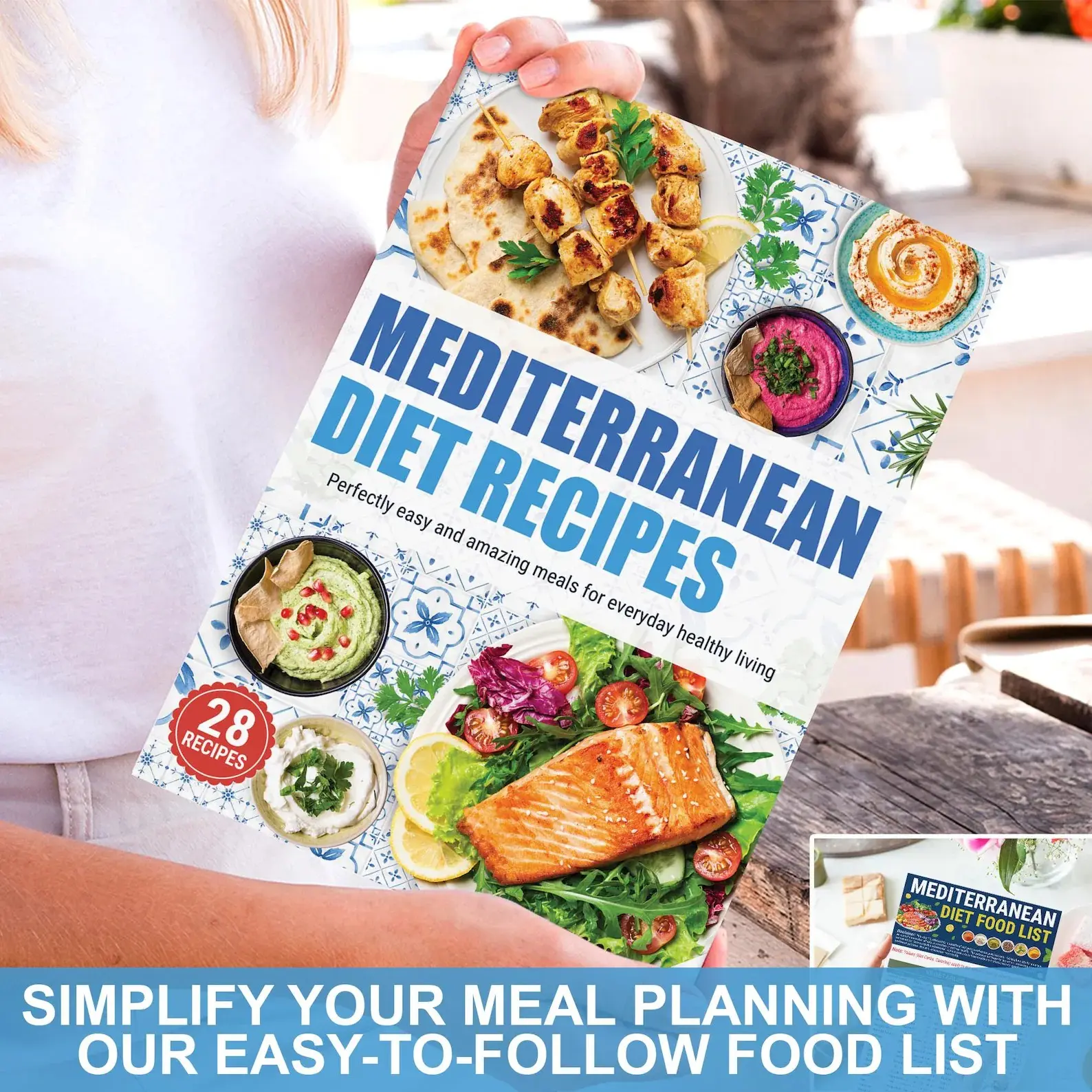 Mediterranean Diet Meal Plan Guide, Meal Planning, Cooking, 3-Count Sticque Recipes, Easy Chart, Brochure Cookbook for Healthy Living, Nutrition & Wellness