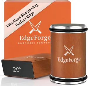 EdgeForge Rolling Knife Sharpener Kit - Beech Wood Magnetic Rolling Sharpener for Knives with 15 & 20 Degree Angles - Elegant Gift for Chefs & Cooks - Knife Sharpening Kit for Kitchen & Pocket Knives Stainless Steel Blade