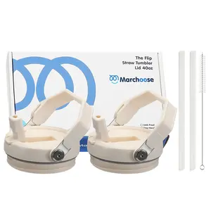 Marchoose 2 Pcs Tumbler Flip Straw Lid Replacement fit for 40 oz Stanley Quencher, Leak-Proof, Easy Handling, Perfect Fit Drinkware Handy