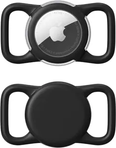 Waterproof Airtag Holder for Dog Collar, Soft Full-Body Protective Airtag Holder for Dog & Cat Collars, Ultra-Durable, Easy Installation, Lightweight Clear Airtag Case (Black, Regular)