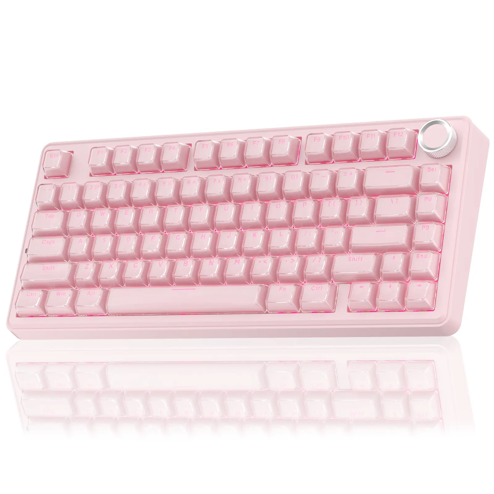 [New]SOLAKAKA A75 Crystal Pink Wireless Keyboard, Cute RGB 75% Mechanical Keyboard, Tri-Mode Bluetooth/2.4G/USB-C, Creamy Caramel Latte Linear Switch, Hot Swappable Custom Aesthetic Keyboard for PC Mac Laptop summerwins,summerwins