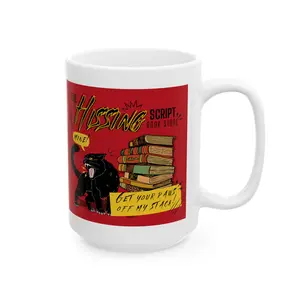 Black Cat and Stacked Books Mug | Bookstore Cat Gift for Readers