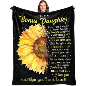 Bonus Daughter Gifts - Step Daughter Gifts from Stepmom/Stepdad - Stepdaughter Gift from Stepmom - Gift for Stepdaughter Flannel Throw Blanket