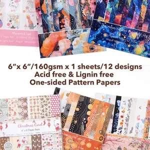 12 Sheets/Pack Paper Pad；Single Sided Patterned Cardstock, for DIY cards making, scrapbook pages, Scrapbooking, tags, journal and planner pages, die cutting, and other paper crafting projects