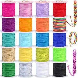 Nylon String for Bracelets,  20 Rolls Chinese Knotting Cord Nylon Beading Thread for Kumihimo, Braided Bracelets, Beading, Necklaces, Macrame Craft, Wind Chime,  Making