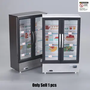 Simulation Mini Two-Door Refrigerator Toy, Light Music Kitchen Pretend Play Set, DIY Dollhouse Accessory, Creative Decor, Birthday Gift for Boys Girls