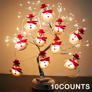 Christmas Decoration String Lights, 10 LED Snowman & Elderly Man Design, Battery Powered, Decorative Tree Hanging Decorations for Festive Party Lighting Ornaments
