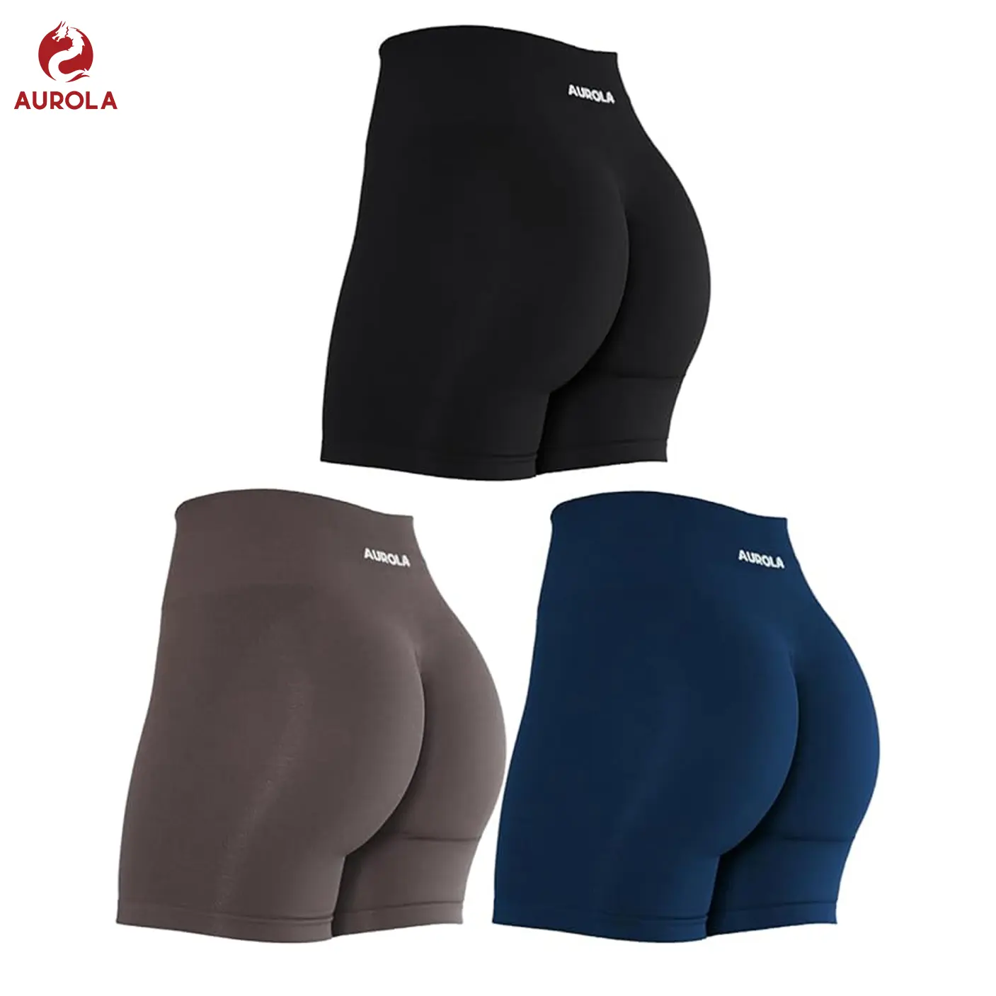 AUROLA 3 Pieces Pack Sets Intensify Workout Shorts for Women, Seamless Scrunch Short Gym Yoga Running Sport Active Exercise Fitness Shorts tiktokshopbacktoschool