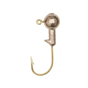 Eagle Claw Ball Head Fishing Jig – 1/16 oz Gold Hook (10-Pack) Durable for Freshwater Species, Classic Round Design, Ideal for Casting and Jigging