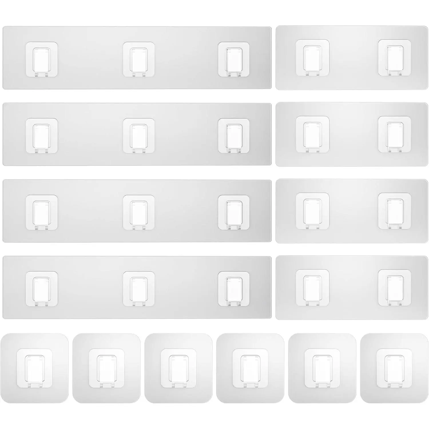 14 Pack Shower  Adhesive Replacement,  Shower Shelf Adhesive Strips,  Adhesive Flat Hooks for Bathroom Storage Shelves and Kitchen Racks No Drilling, Clear