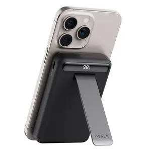 iWALK 10000mAh Metal Magnetic High Power Portable Charger - Qi2 Certified 15W Quick Charge 3.0 Fast Wireless Power Bank with Adjustable Stand, Smart LED Display for iPhone 16/15 Series Mobile Smartphone Accessories, Chargeable Device Companion