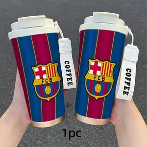 1 Piece 18oz FCB Barcelona Striped Stainless Steel Travel Mug, Dual-Layer Insulated Coffee Cup, Drinkware, Keeps Hot & Cold, Ideal for Car, Office, Home, Outdoor Camping