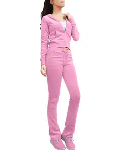 NE PEOPLE Women’s Tracksuit Set – 2 Piece Slim Fit Velour Velvet Casual Zip Up Hoodie Jacket Sweatsuit and Sweatpants S-3XL