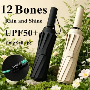 12 Bones 60 Ribs Fully Automatic Umbrella, Rain and Sun Protection, UV Resistant Folding Umbrella, Men's and Women's Sun Umbrellas, 1pc