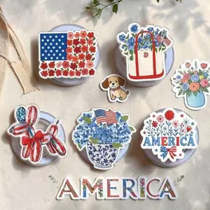 Patriotic Floral MagSafe Phone Grip Set, Magnetic Pop Socket Kickstand, American Flag Phone Holder Gift for 4th of July