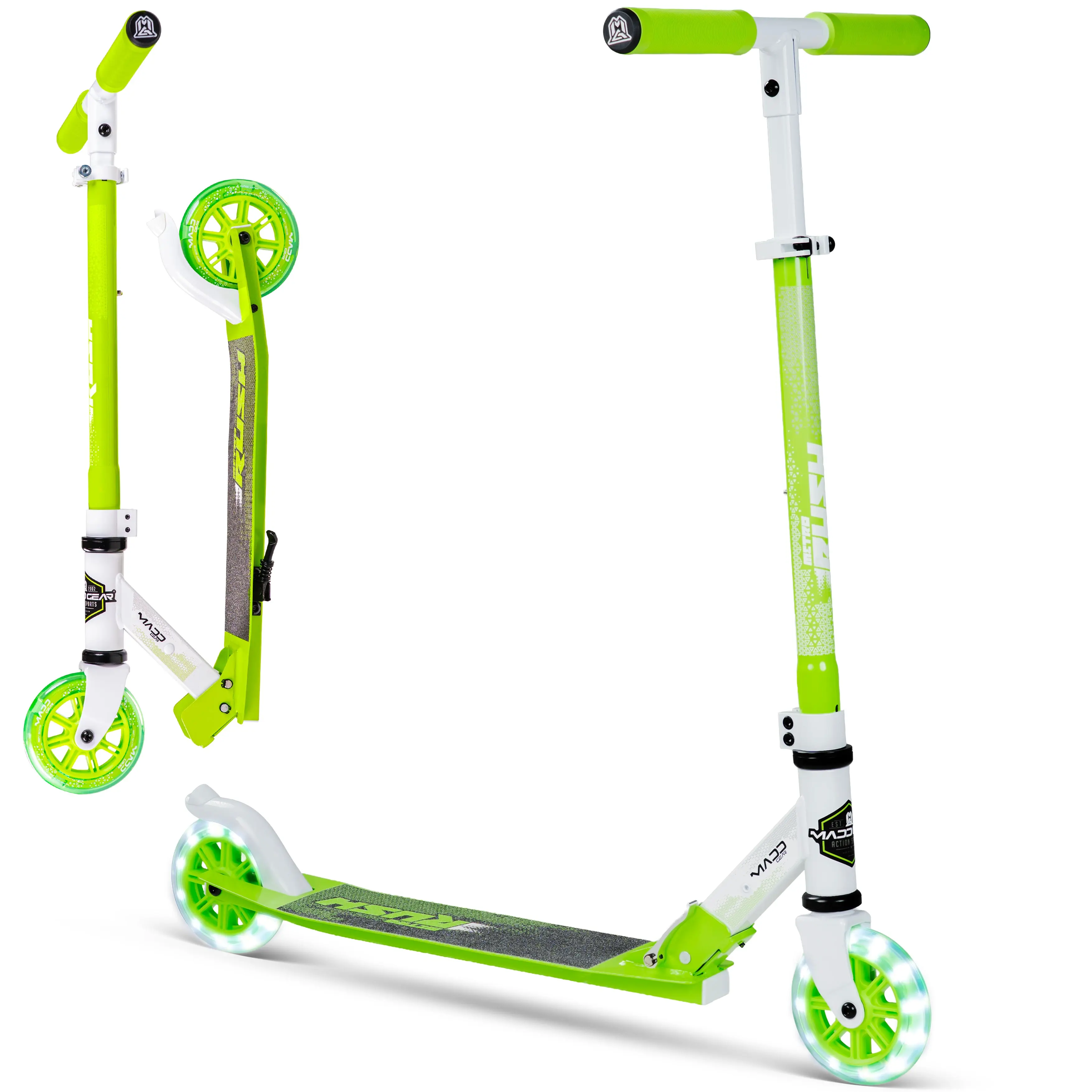 Madd Gear Rush 125 Light-Up Folding Scooter - Green