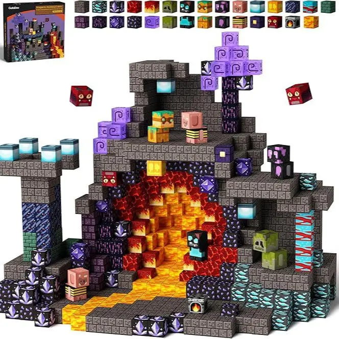 Magnetic Building Tiles Multi-Piece Set (60-300PCS) - Stable, Easy-to-Assemble STEM Montessori Sensory Plastic Colored Stacking Tower Model Building Kits, Ideal Kids' Birthday Gifts for Family Interactive Play, Magnetic Construction Set, Sensory Toys