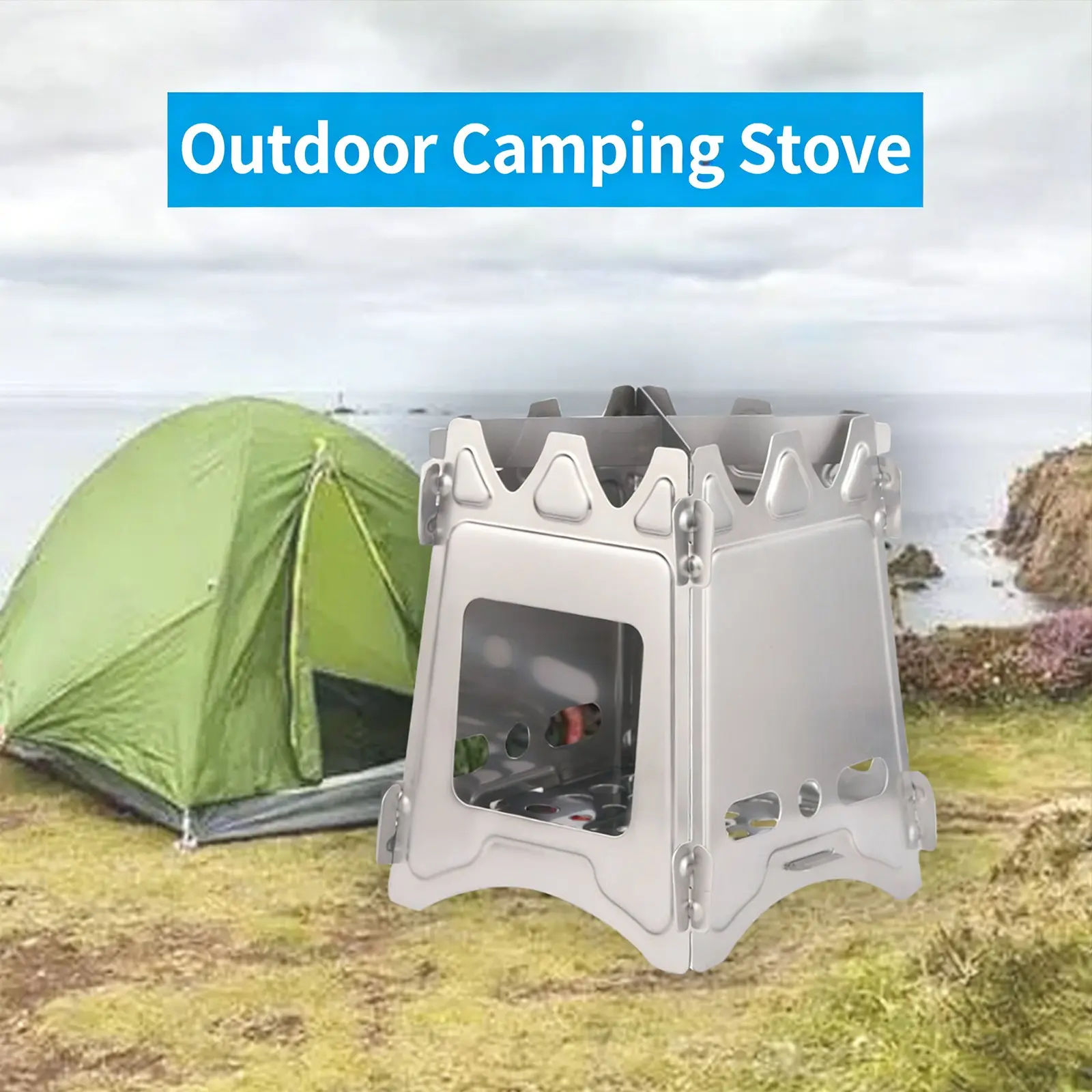 No More Heavy Stoves! Foldable Stainless Steel Outdoor Portable Camping Stove for Backpacking & Hiking