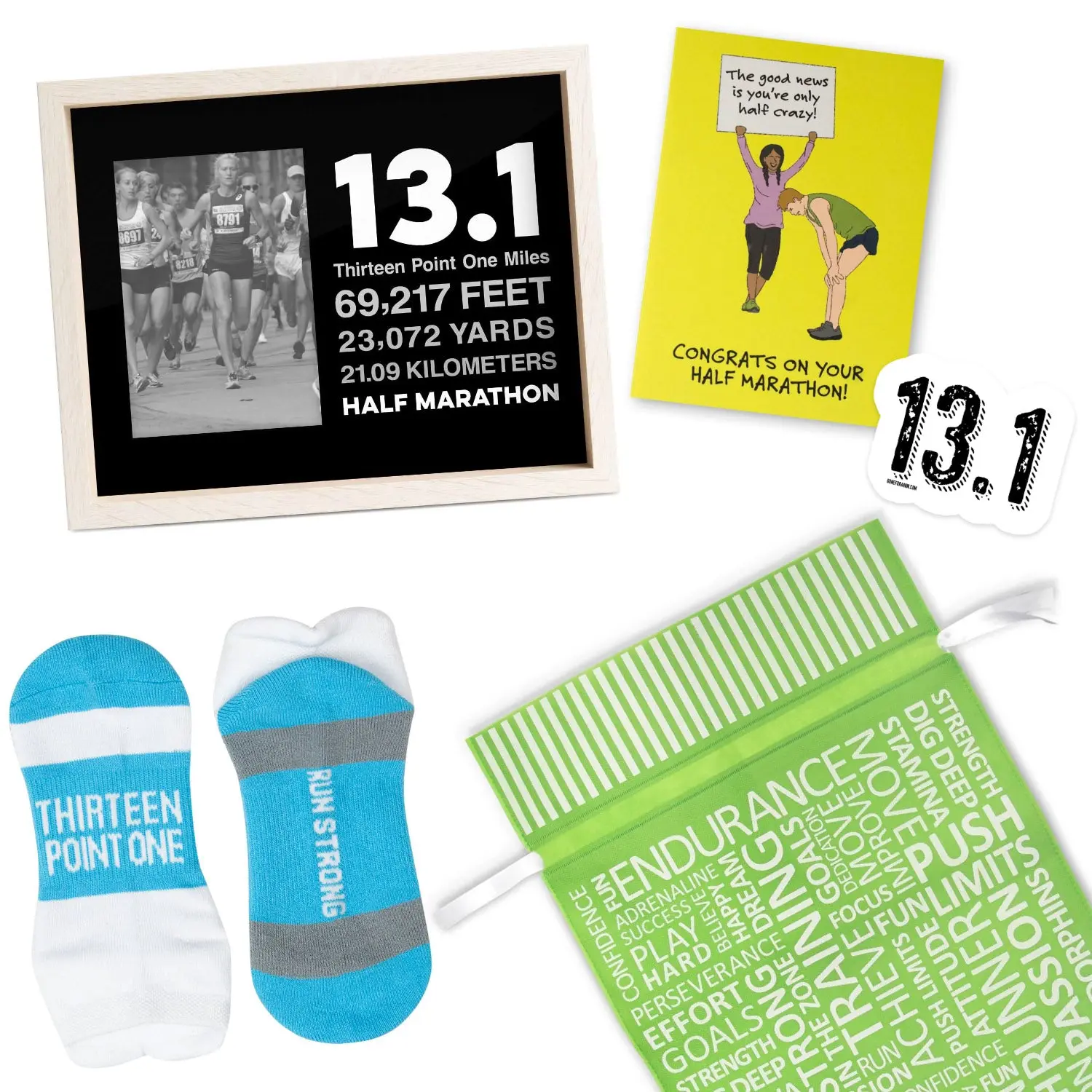 Unisex Half Marathon Gift Set for Runners - Curated 13.1 Themed Collection with Frame, Ankle Socks, Personalized Accomplishment Gifts for Birthdays, Race Day Celebrations, Post-Run Wear Adults