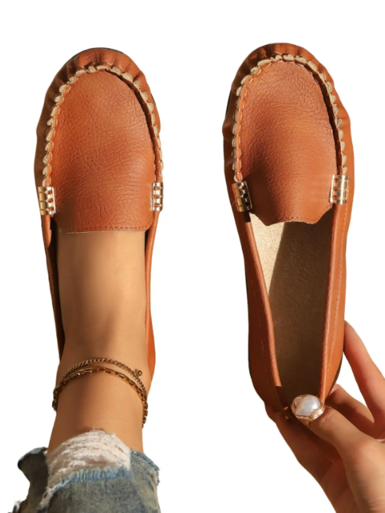 Spring Autumn New Large Size All-Season Comfortable Soft Women's Flat Shoes, Casual Flats, Casual Fashionable Flats, Casual Lightweight Shoes, Walking Shoes, Fashion Low-Cut Casual Commuter Leisure Shoe Footwear