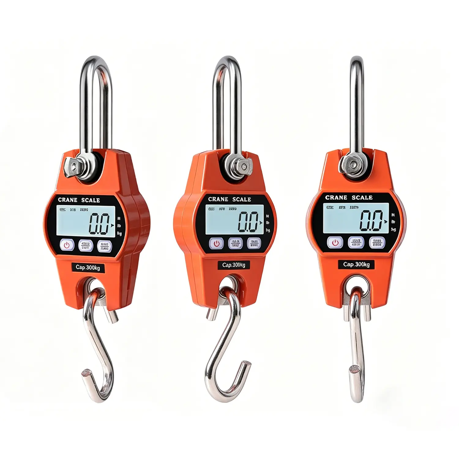 660LB/300KG Digital Hanging Scale - Heavy Duty Industrial Compact LCD Crane Scale with Stainless Steel Hook for Garage, Farm, Hunting, Fishing & More (Orange)