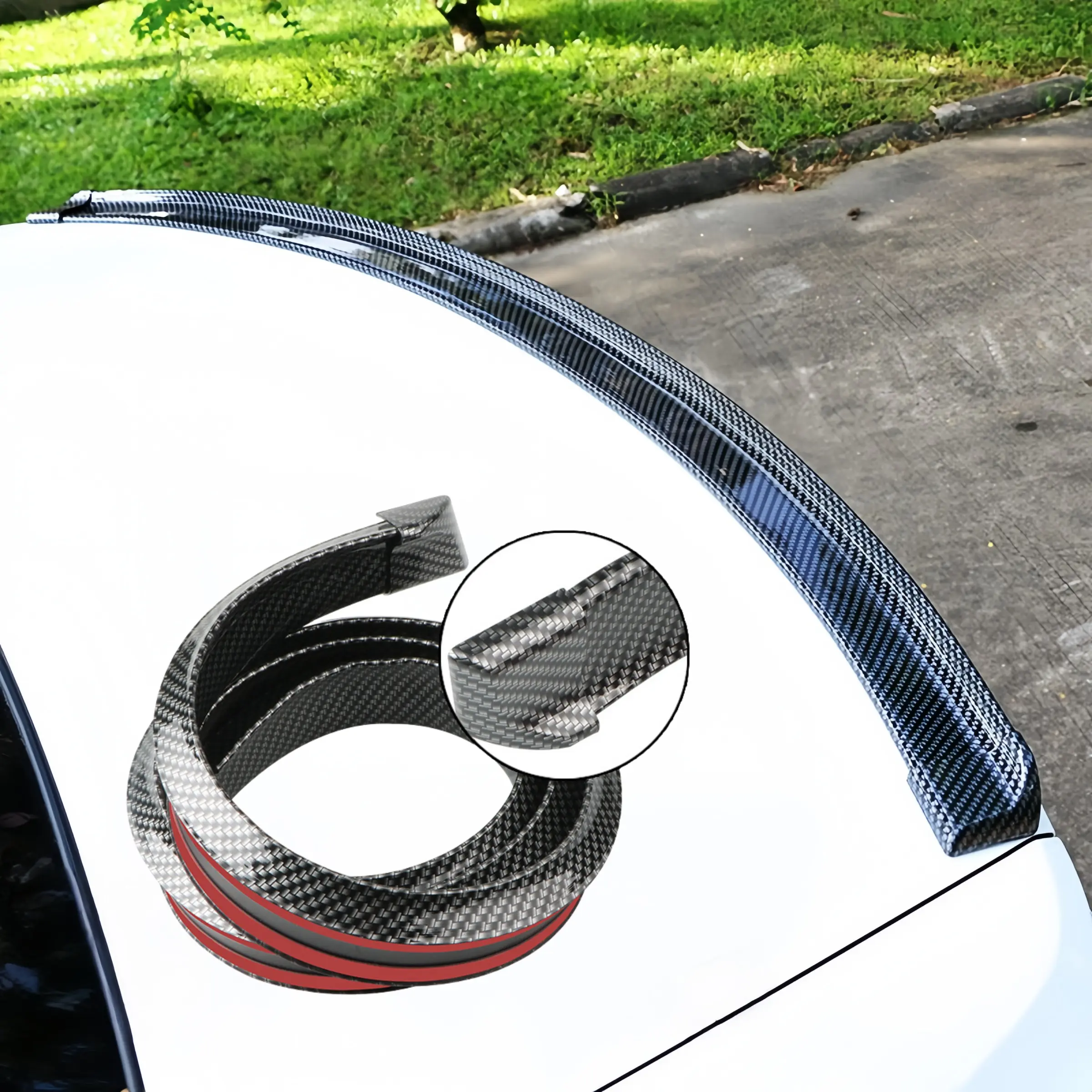 Automobile rear wing spoiler, carbon fiber pattern, soft material, 3D rear wing, suitable for all cars, Automotive, Car Accessories