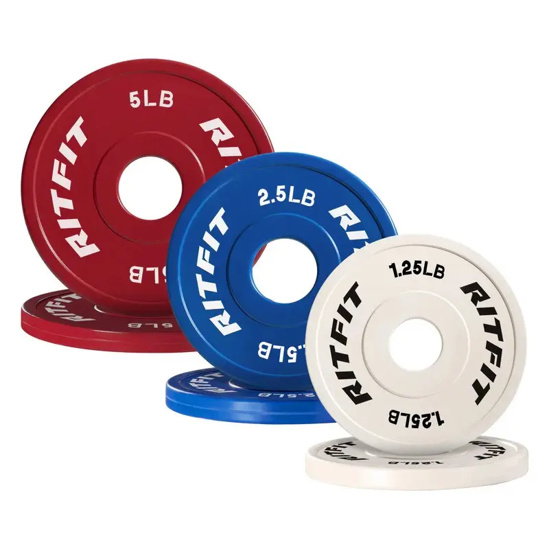 RITFIT Barbell Weights, Color-Coded Fractional Rubber Plates - Compact Home Workout Gear, Quiet & Floor-Safe for 2-Inch Olympic Bars, Floor‑Safe Plates