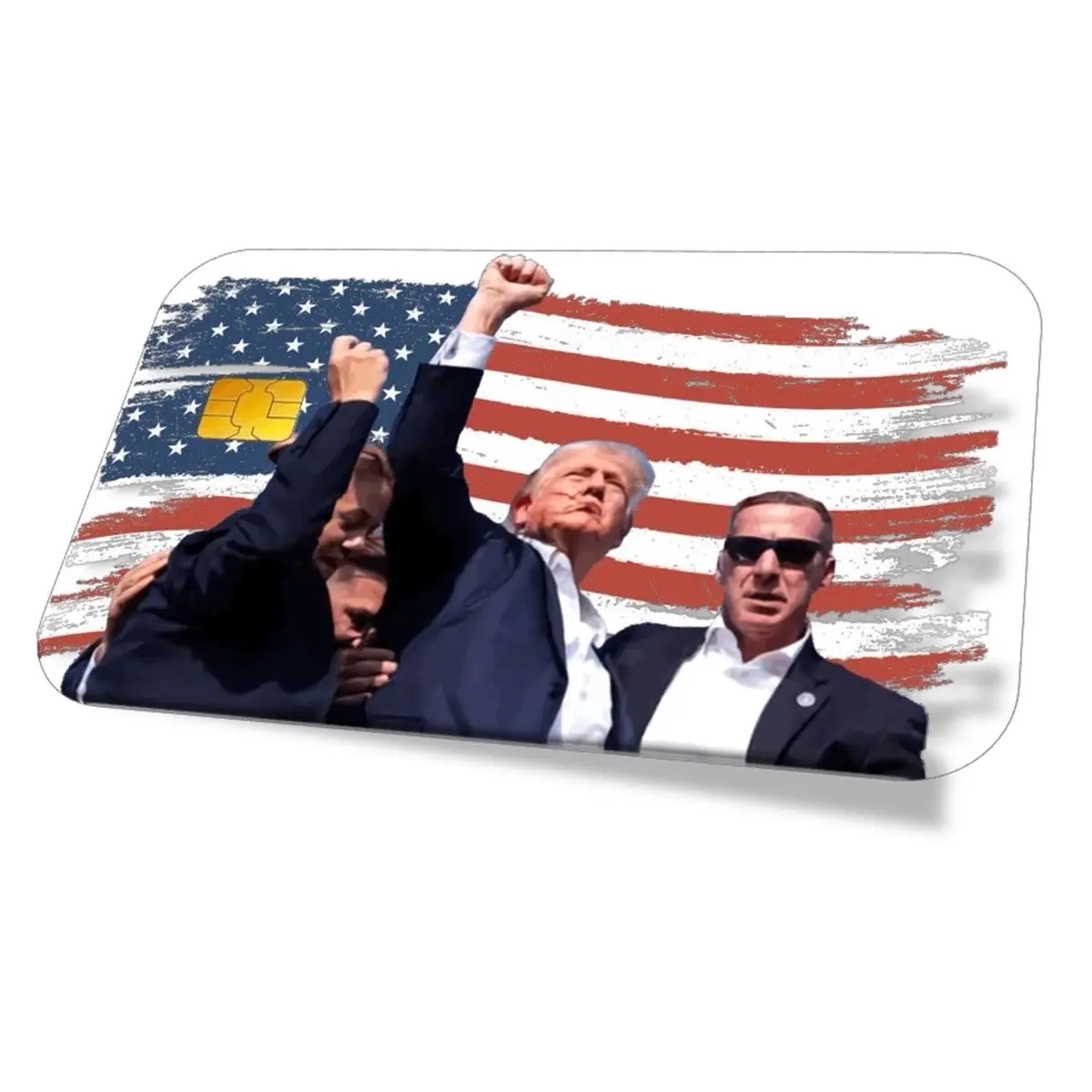 2 pcs Trump Rally Attack Credit Card Debit Card Wrap Skin Cover Sticker (2pcs per set full cover and window cut out)