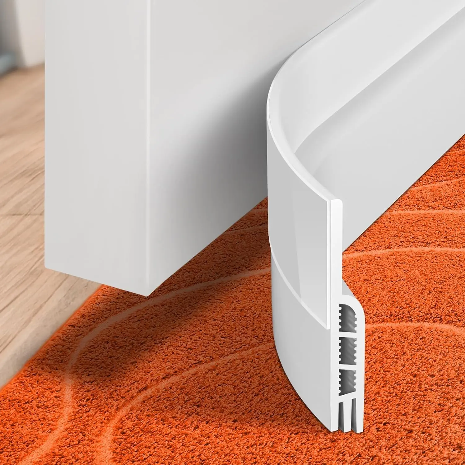 [New Deal] Door Draft Stopper Under Door Draft Blocker Insulator Doors Sweep Weather Stripping Noise Stopper Strong Adhesive, White Heat And Cold Prevention, Adhesive For Doors, Door Protection