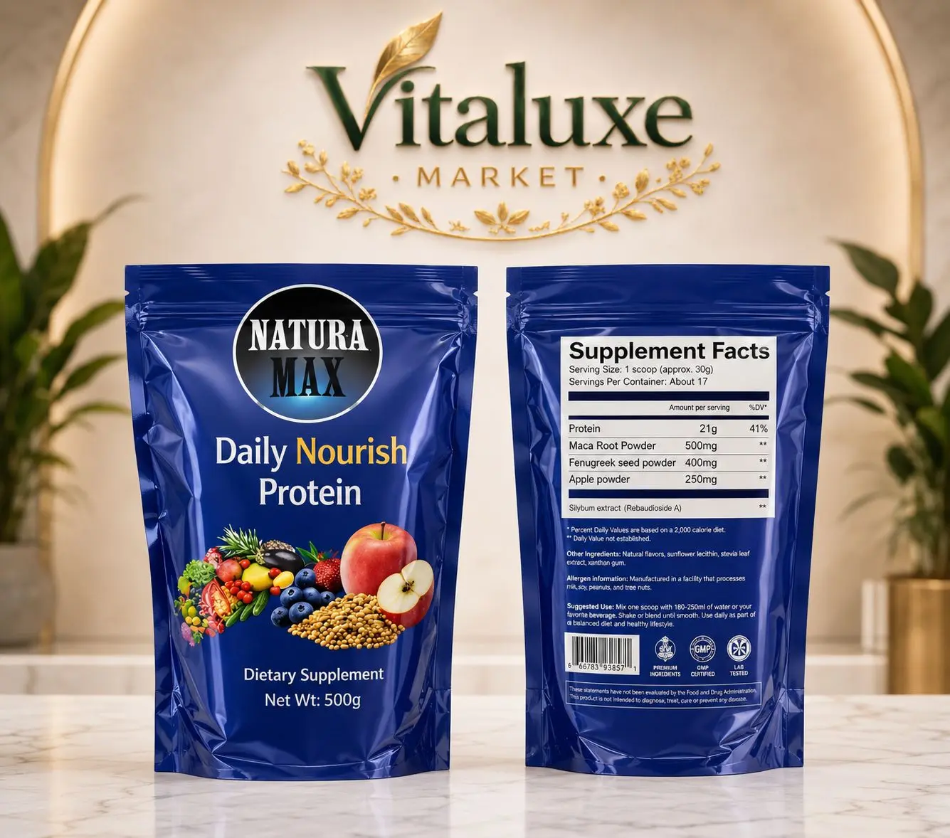 Natural Max Daily Nourish plant Protein Powder Nutrient Blend 500 g Supplement