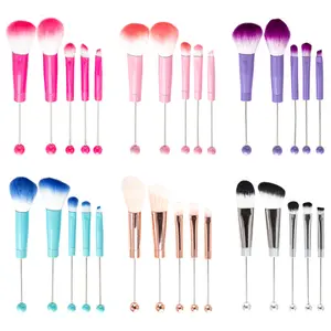 【DPC】DIY Beadable Makeup Brush - Silver (5 Pcs), Beading Craft Supplies for DIY Enthusiasts