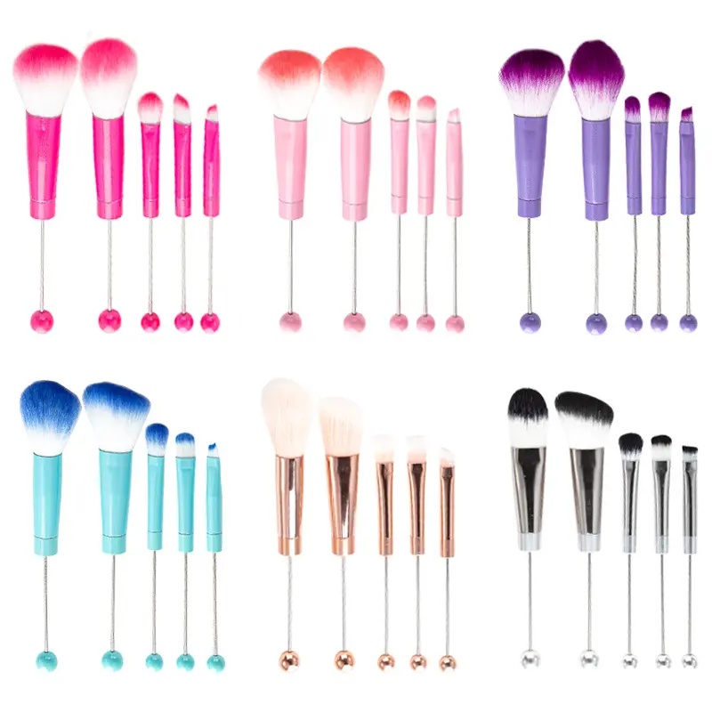 DPC Silver Beadable Cosmetic Brush Set (5 Pcs) - DIY Craft Tool, Beading Craft Supplies for Enthusiasts DPC Silver Beadable Cosmetic Brush Set (5 Pcs) - DIY Craft Tool, Beading Craft Supplies for Enthusiasts