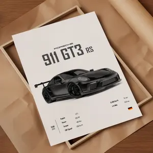 Porsche GT3 RS Car poster NO Frame, Physical Prints Wall Kids Boys Room German cars Decor Children Home Office Nursery Decor Dorm Gift for Him